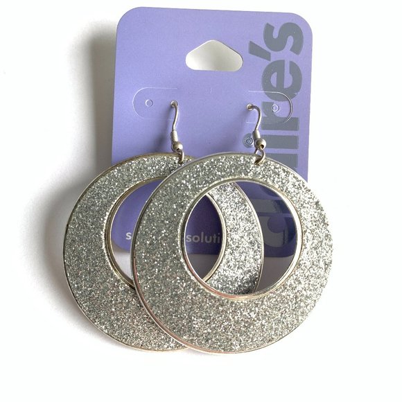 Y2K Claire's Sparkly SIlver Glitter Earrings Hypoallergenic